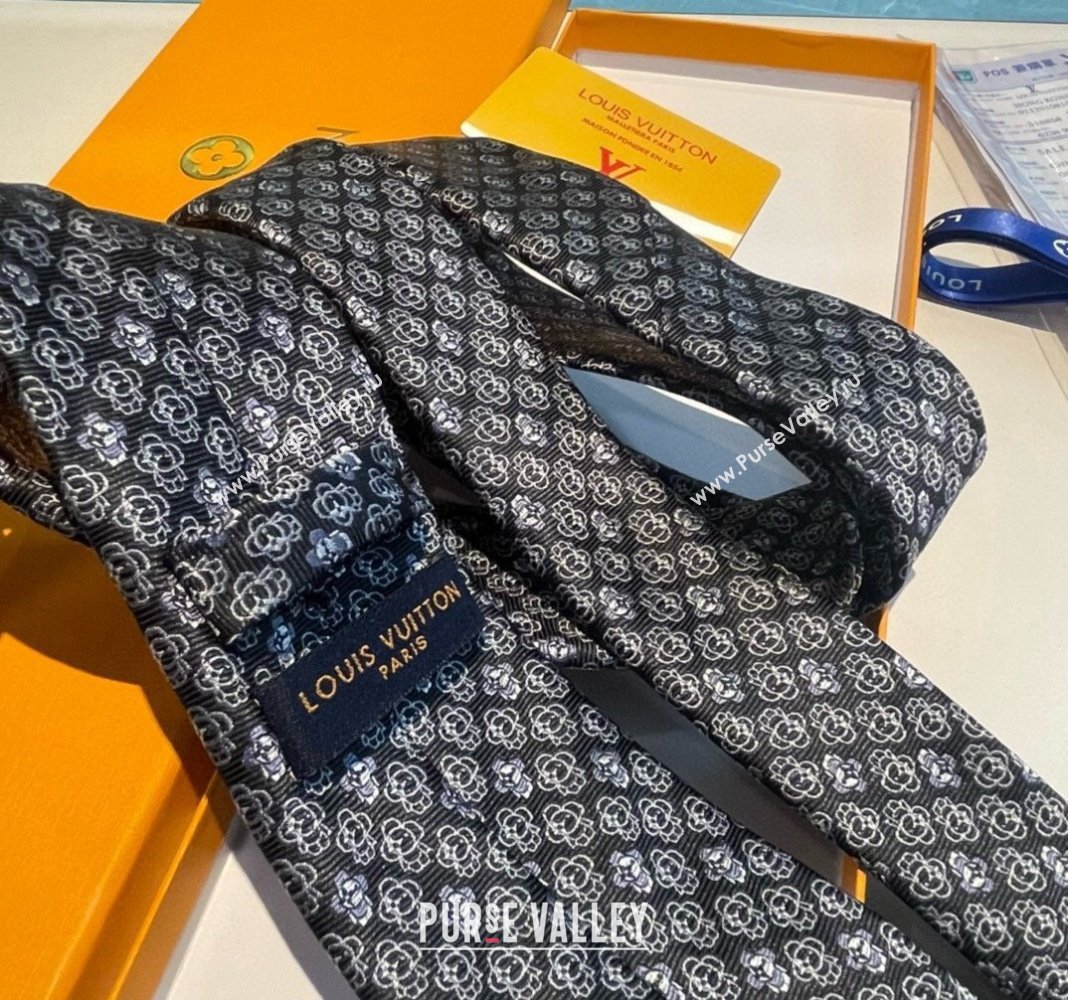 Louis Vuitton Vivienne Silk Tie Black 2024 0408 (A-240408040)