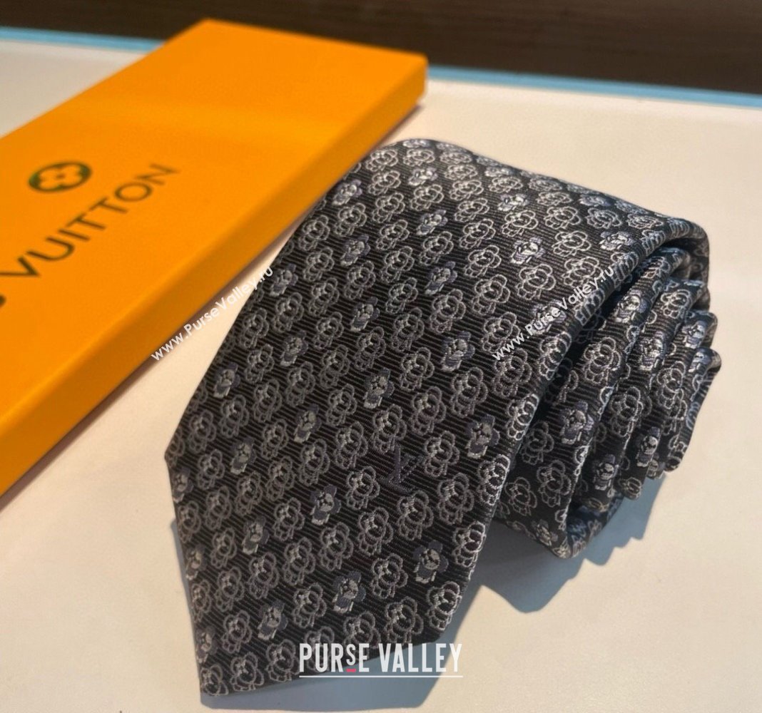 Louis Vuitton Vivienne Silk Tie Black 2024 0408 (A-240408040)
