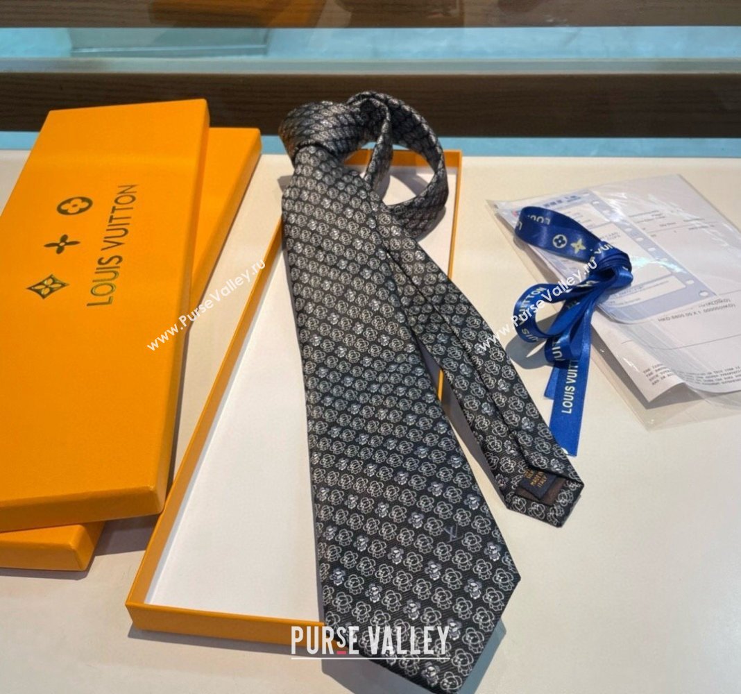 Louis Vuitton Vivienne Silk Tie Black 2024 0408 (A-240408040)
