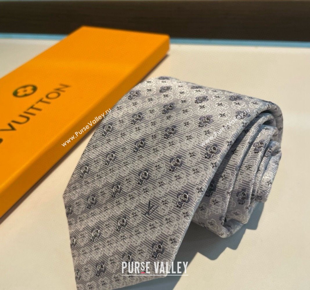 Louis Vuitton Vivienne Silk Tie Light Grey 2024 0408 (A-240408041)