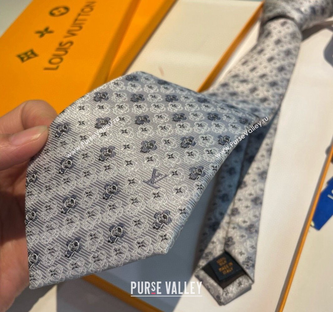 Louis Vuitton Vivienne Silk Tie Light Grey 2024 0408 (A-240408041)