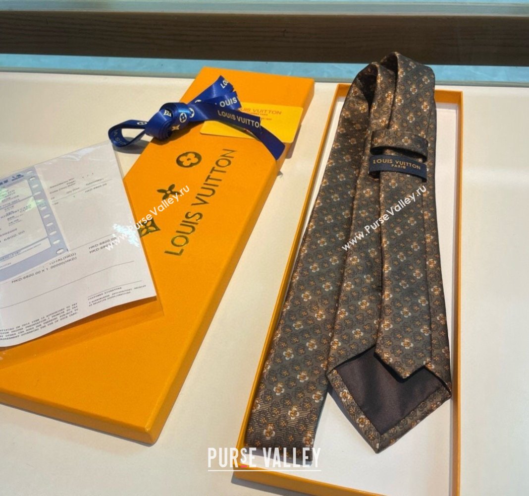 Louis Vuitton Vivienne Silk Tie Brown 2024 0408 (A-240408042)
