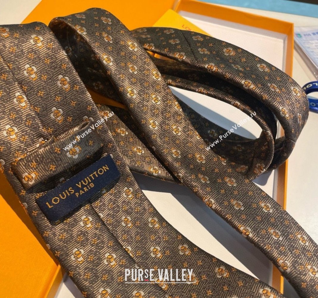 Louis Vuitton Vivienne Silk Tie Brown 2024 0408 (A-240408042)