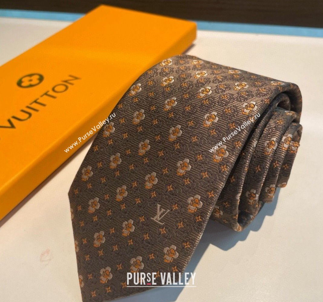 Louis Vuitton Vivienne Silk Tie Brown 2024 0408 (A-240408042)