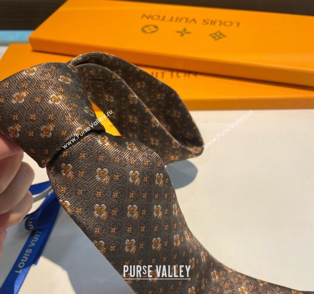 Louis Vuitton Vivienne Silk Tie Brown 2024 0408 (A-240408042)