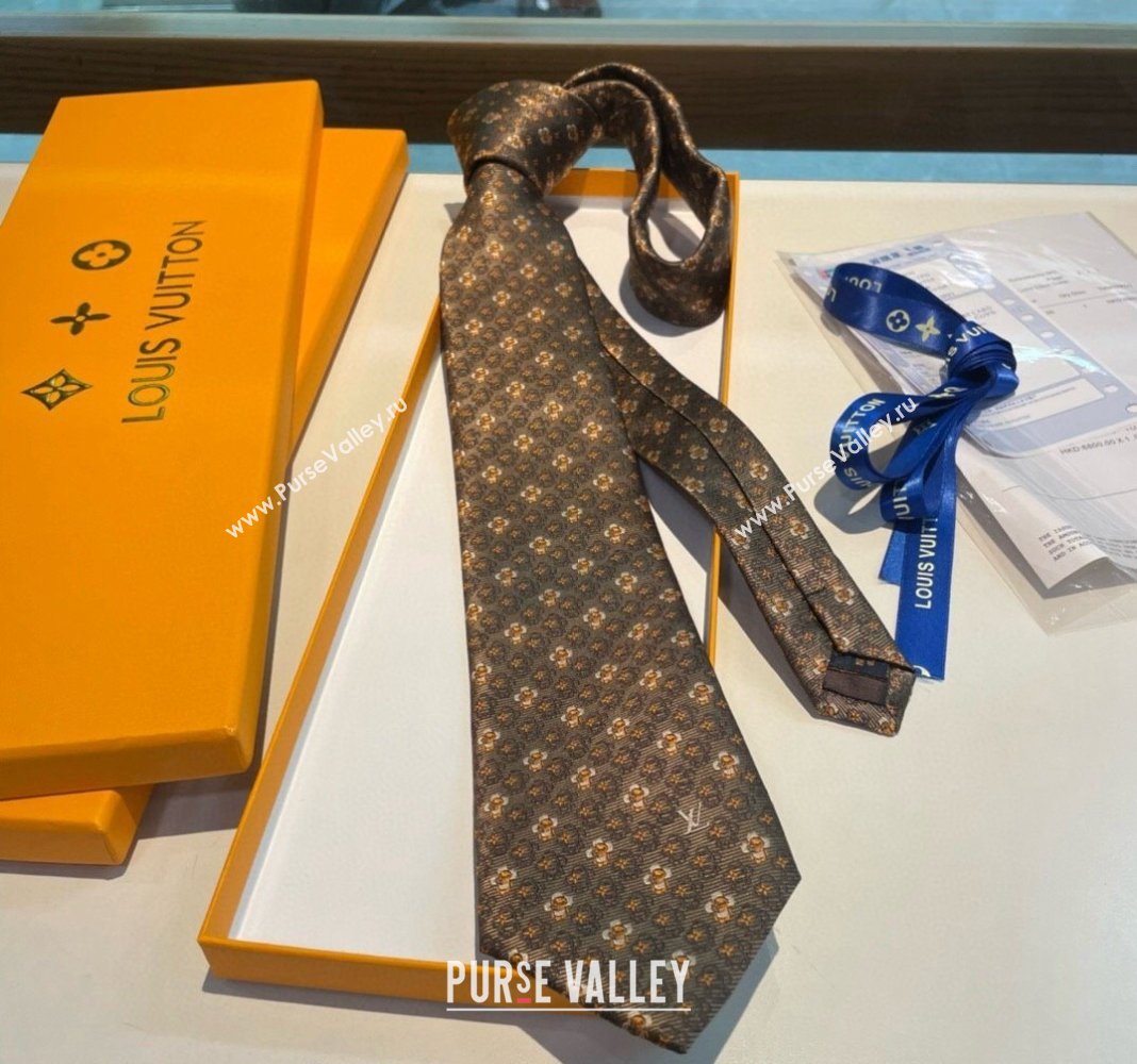 Louis Vuitton Vivienne Silk Tie Brown 2024 0408 (A-240408042)
