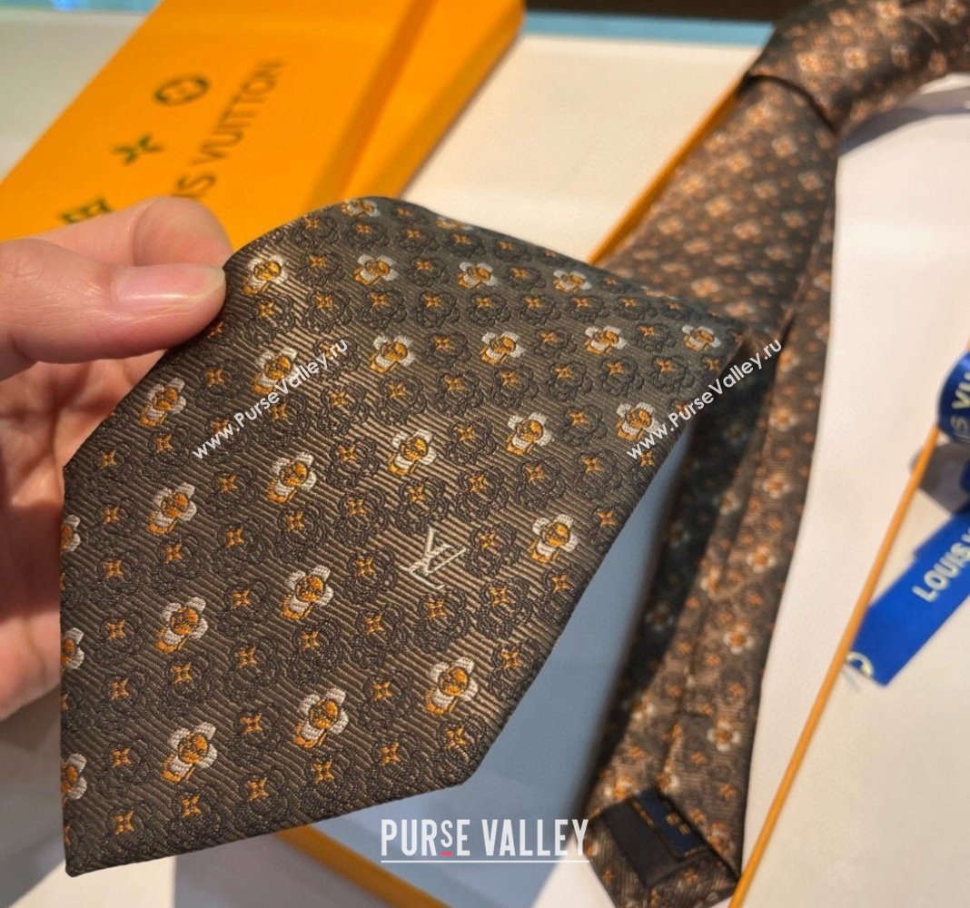 Louis Vuitton Vivienne Silk Tie Brown 2024 0408 (A-240408042)