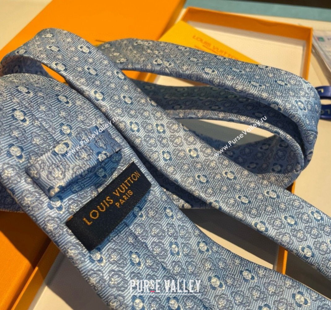 Louis Vuitton Vivienne Silk Tie Light Blue 2024 0408 (A-240408043)