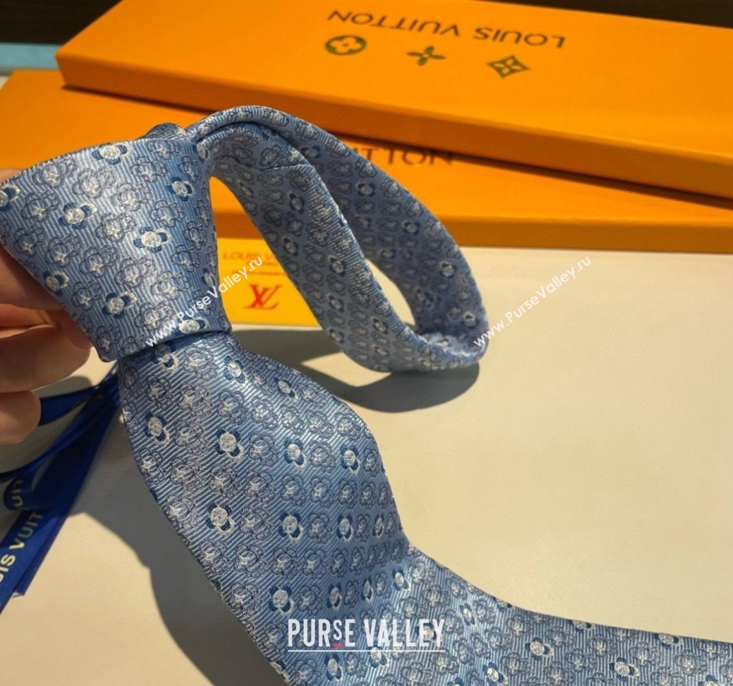 Louis Vuitton Vivienne Silk Tie Light Blue 2024 0408 (A-240408043)