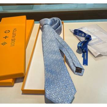 Louis Vuitton Vivienne Silk Tie Light Blue 2024 0408 (A-240408043)