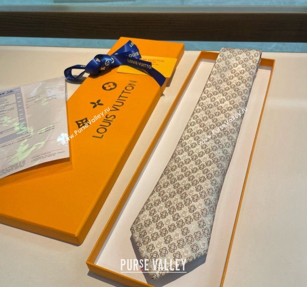 Louis Vuitton Vivienne Silk Tie Beige 2024 0408 (A-240408044)