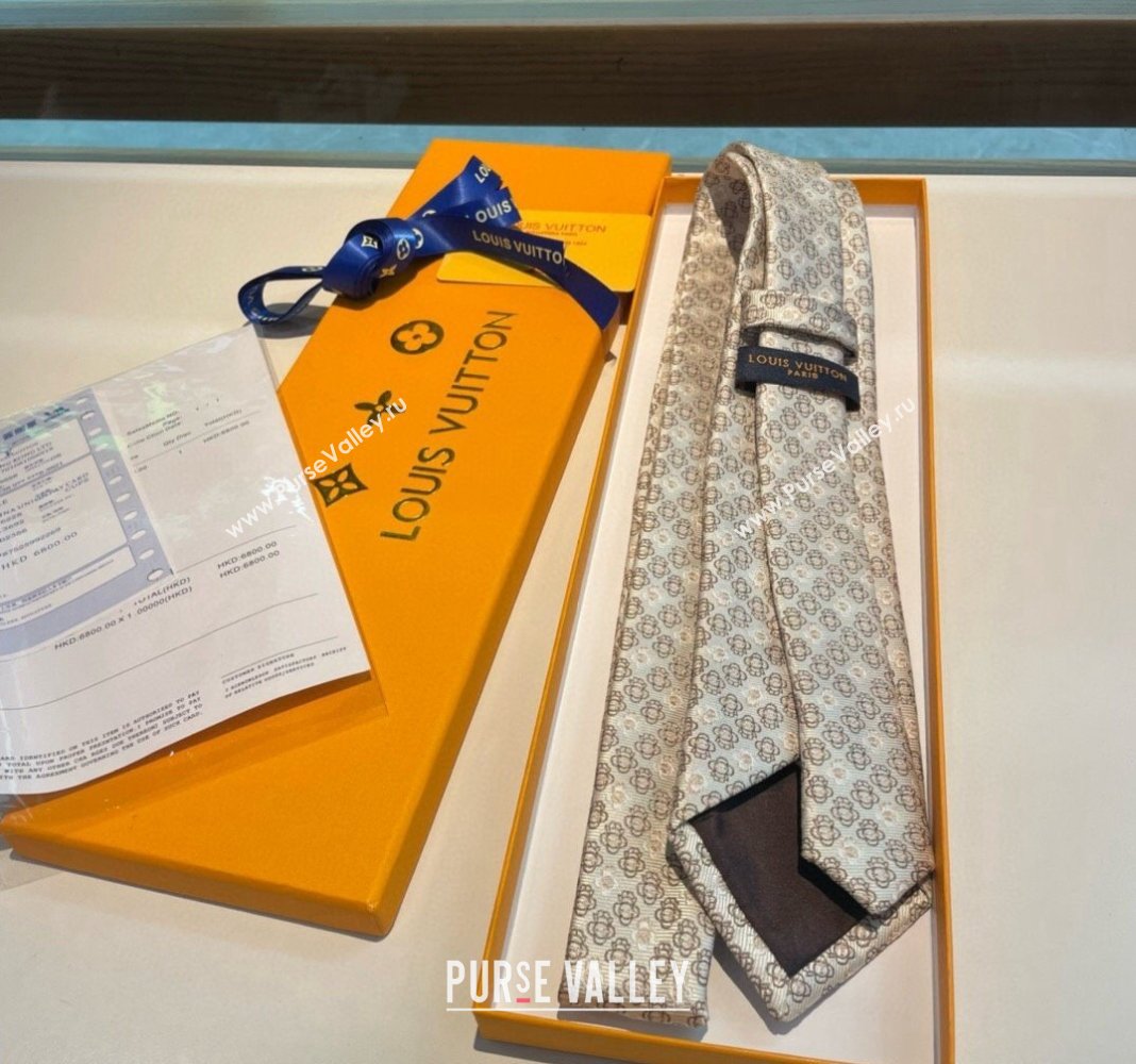 Louis Vuitton Vivienne Silk Tie Beige 2024 0408 (A-240408044)