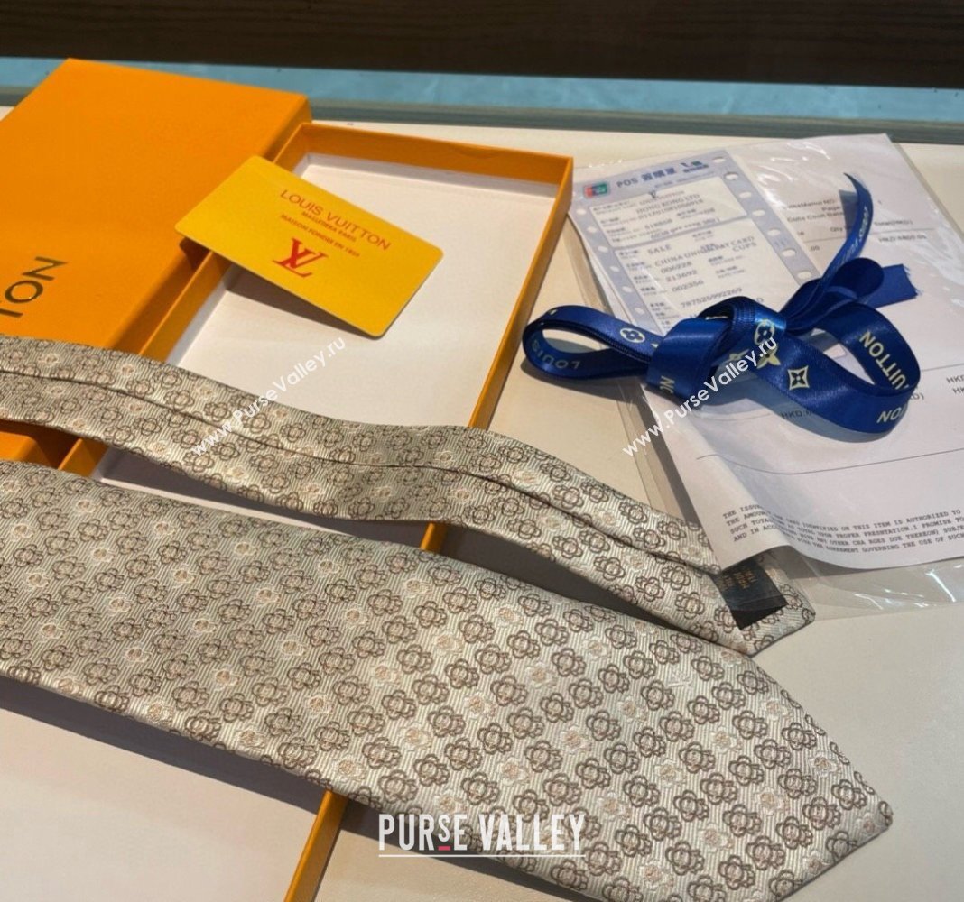 Louis Vuitton Vivienne Silk Tie Beige 2024 0408 (A-240408044)