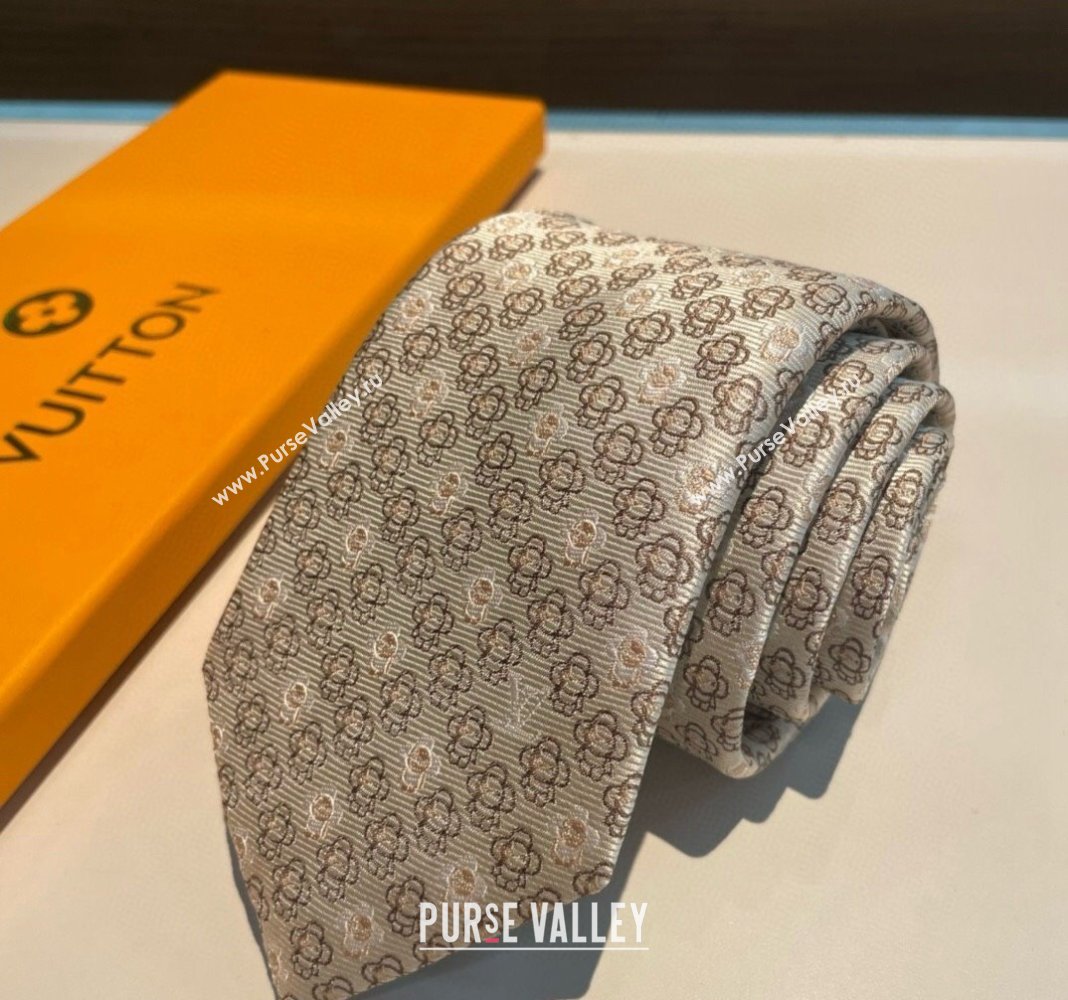 Louis Vuitton Vivienne Silk Tie Beige 2024 0408 (A-240408044)