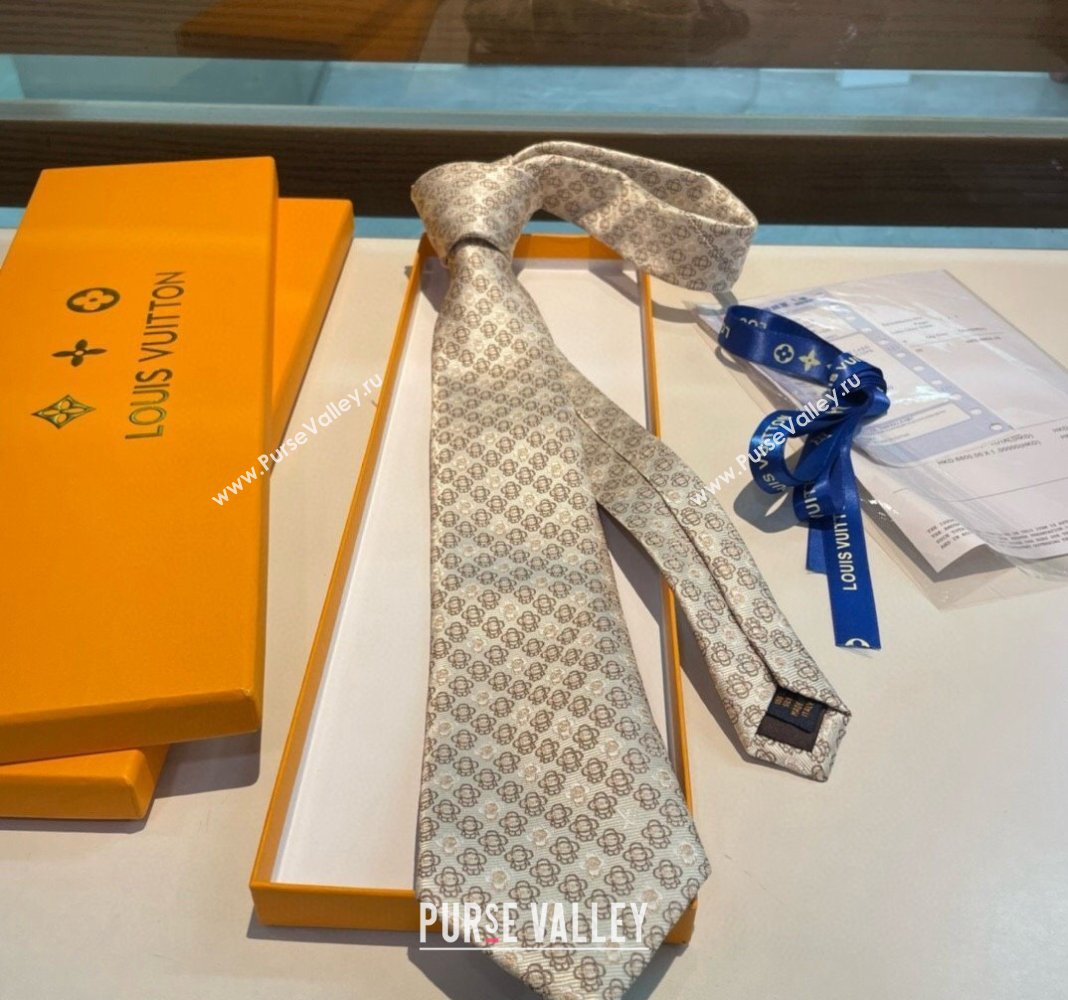 Louis Vuitton Vivienne Silk Tie Beige 2024 0408 (A-240408044)