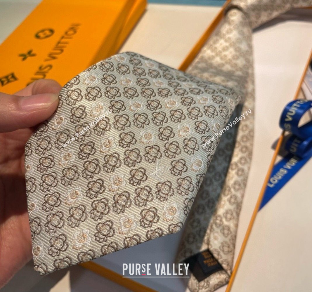 Louis Vuitton Vivienne Silk Tie Beige 2024 0408 (A-240408044)