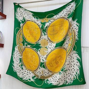Hermes Embroidery Story Sqaure Shawl Scarf 140cm Green 2024 (A-240407025)