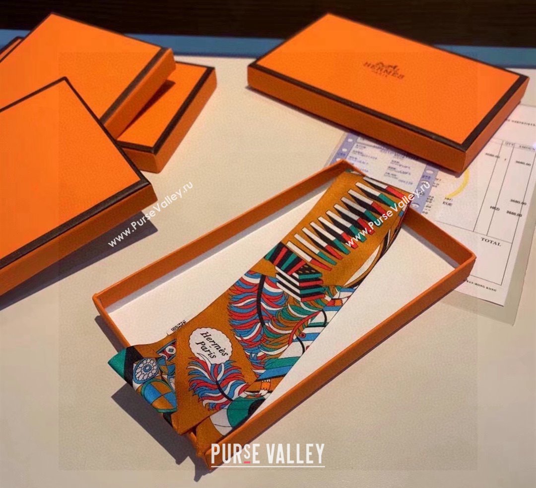 Hermes Silk Bandeau Scarf 5x86cm Orange 2024 040801 (A-240408011)