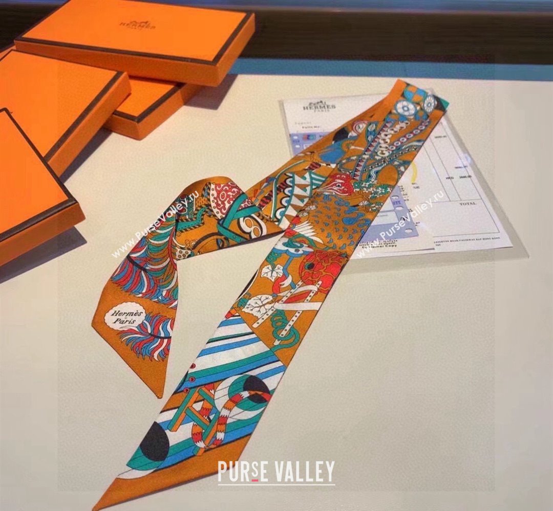 Hermes Silk Bandeau Scarf 5x86cm Orange 2024 040801 (A-240408011)