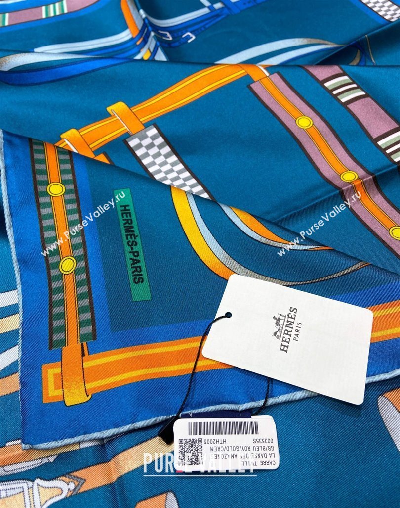 Hermes Lettres Equestre Sqaure Scarf 90x90cm Blue 2024 (A-240407002)