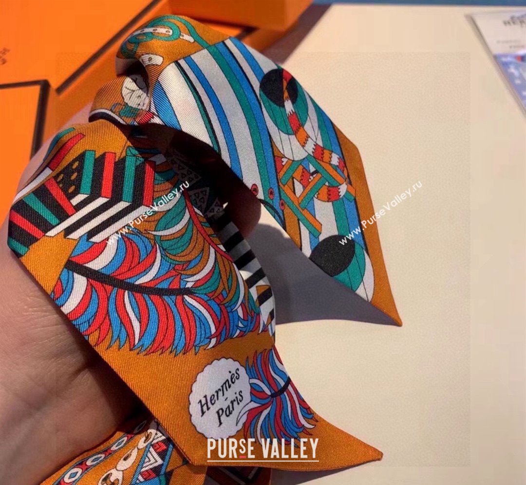 Hermes Silk Bandeau Scarf 5x86cm Orange 2024 040801 (A-240408011)