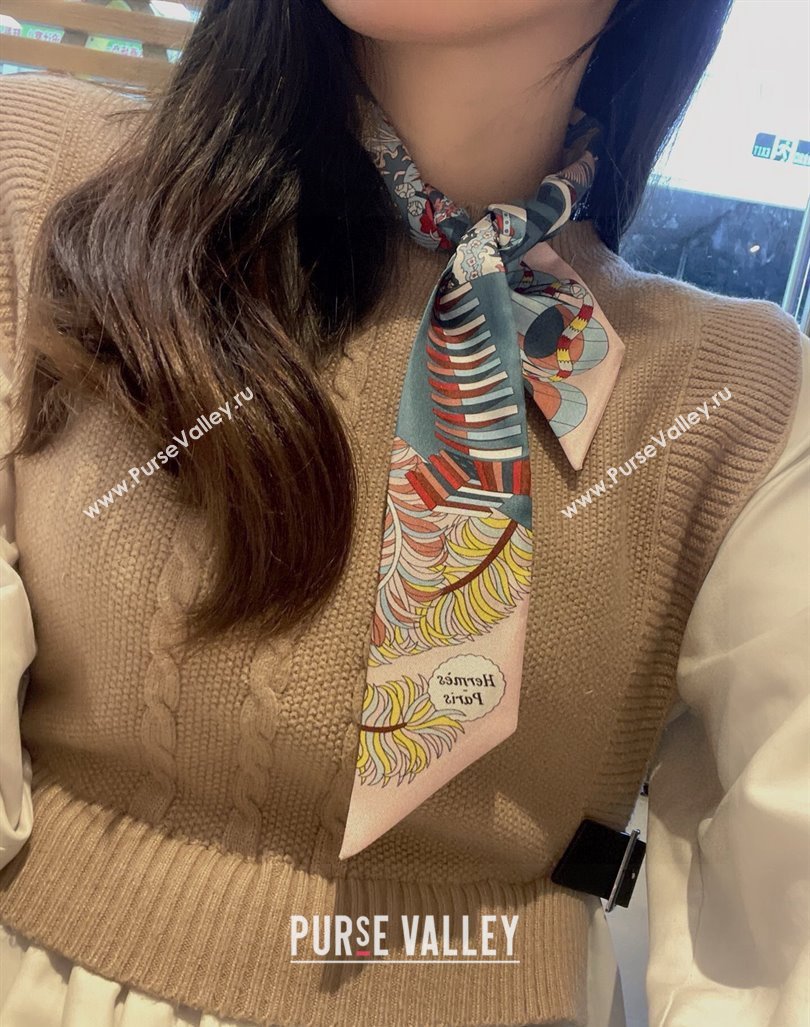 Hermes Silk Bandeau Scarf 5x86cm Pink 2024 040801 (A-240408012)