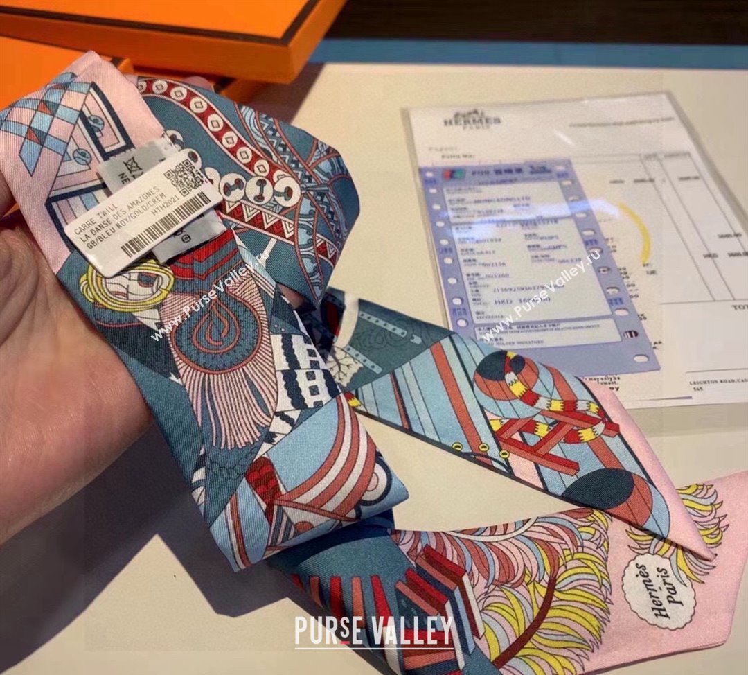 Hermes Silk Bandeau Scarf 5x86cm Pink 2024 040801 (A-240408012)