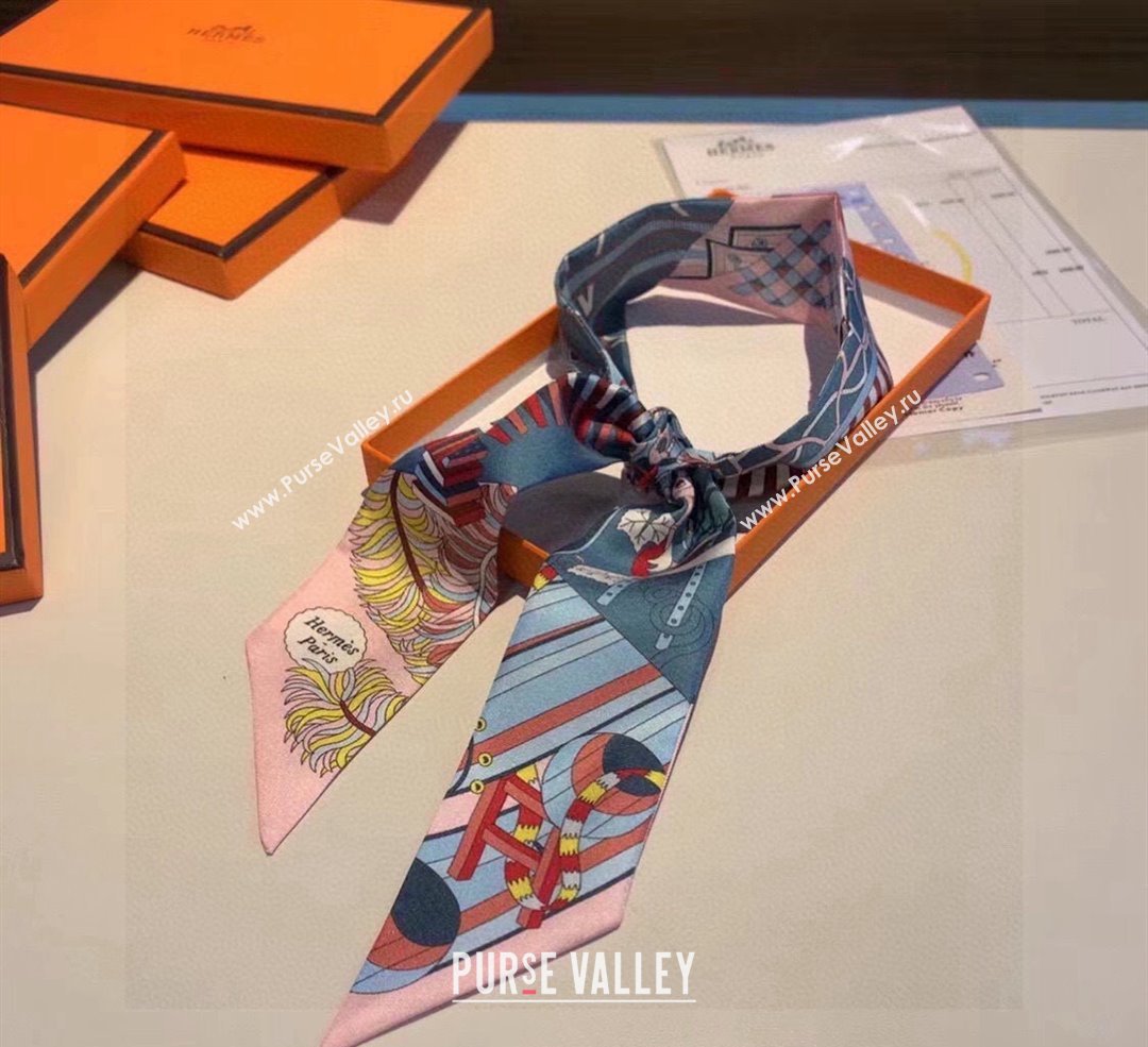 Hermes Silk Bandeau Scarf 5x86cm Pink 2024 040801 (A-240408012)