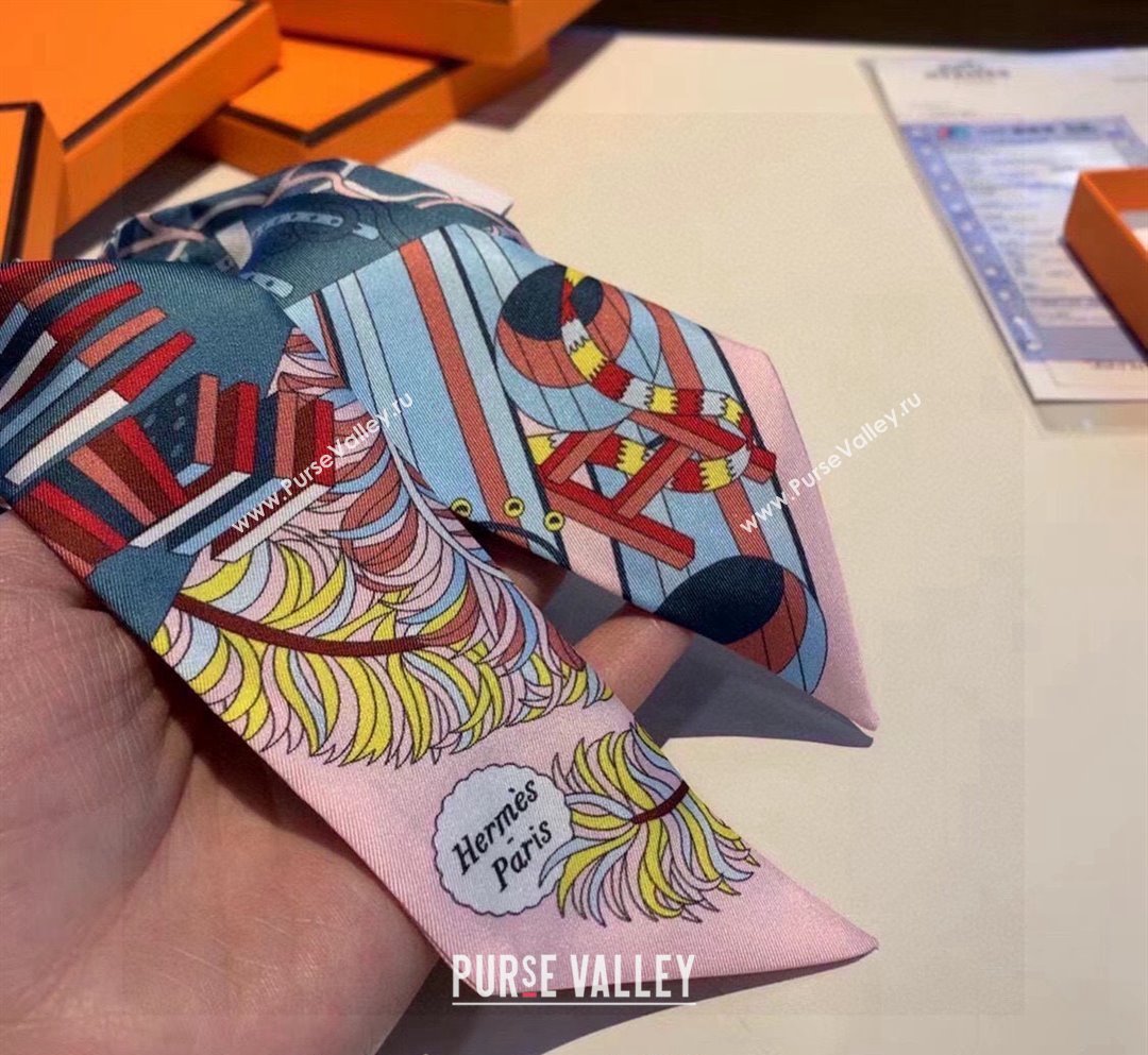 Hermes Silk Bandeau Scarf 5x86cm Pink 2024 040801 (A-240408012)
