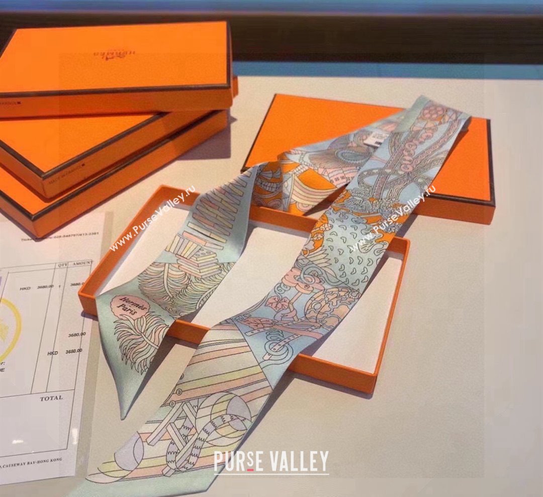 Hermes Silk Bandeau Scarf 5x86cm Green 2024 040801 (A-240408013)