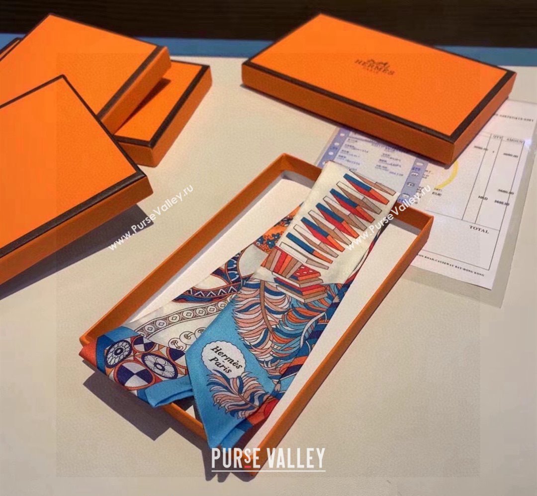 Hermes Silk Bandeau Scarf 5x86cm Blue 2024 040801 (A-240408014)