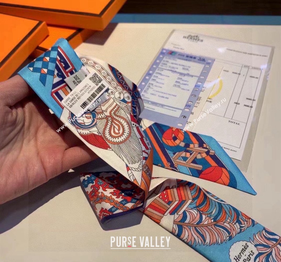 Hermes Silk Bandeau Scarf 5x86cm Blue 2024 040801 (A-240408014)