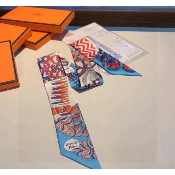 Hermes Silk Bandeau Scarf 5x86cm Blue 2024 040801 (A-240408014)