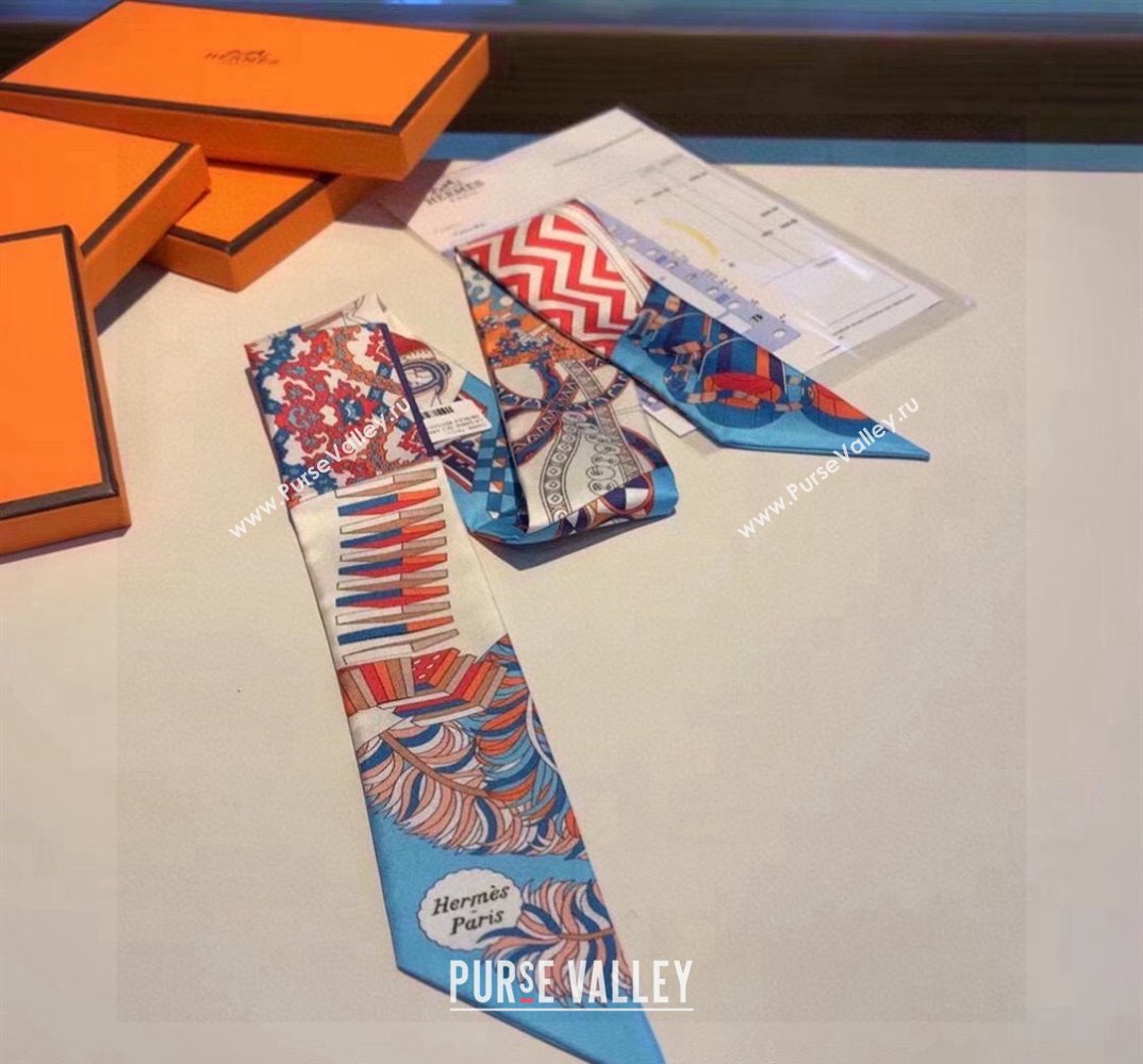 Hermes Silk Bandeau Scarf 5x86cm Blue 2024 040801 (A-240408014)