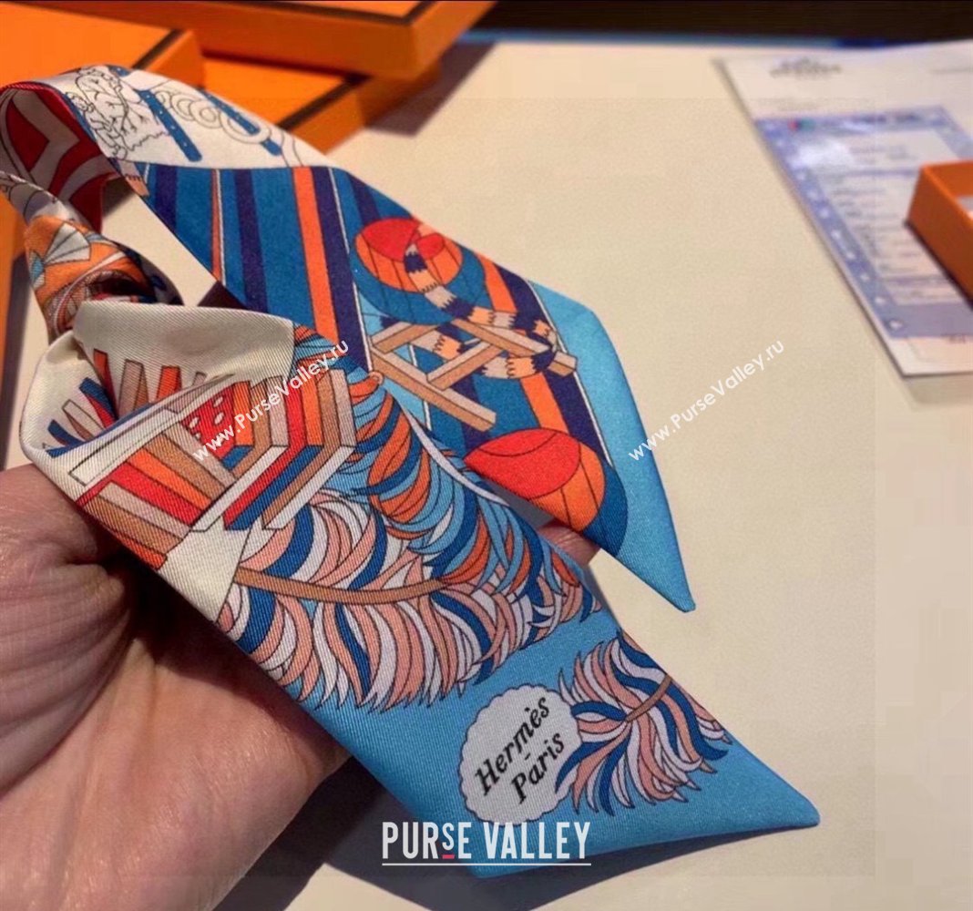Hermes Silk Bandeau Scarf 5x86cm Blue 2024 040801 (A-240408014)