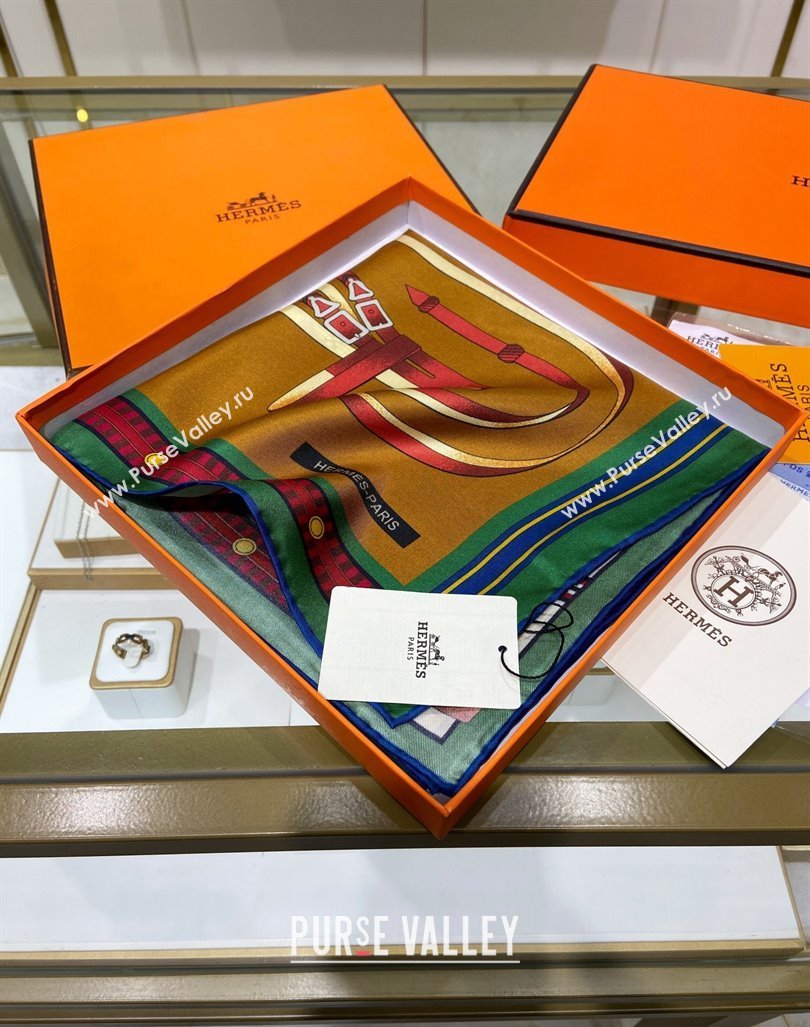 Hermes Lettres Equestre Sqaure Scarf 90x90cm Gold 2024 (A-240407004)