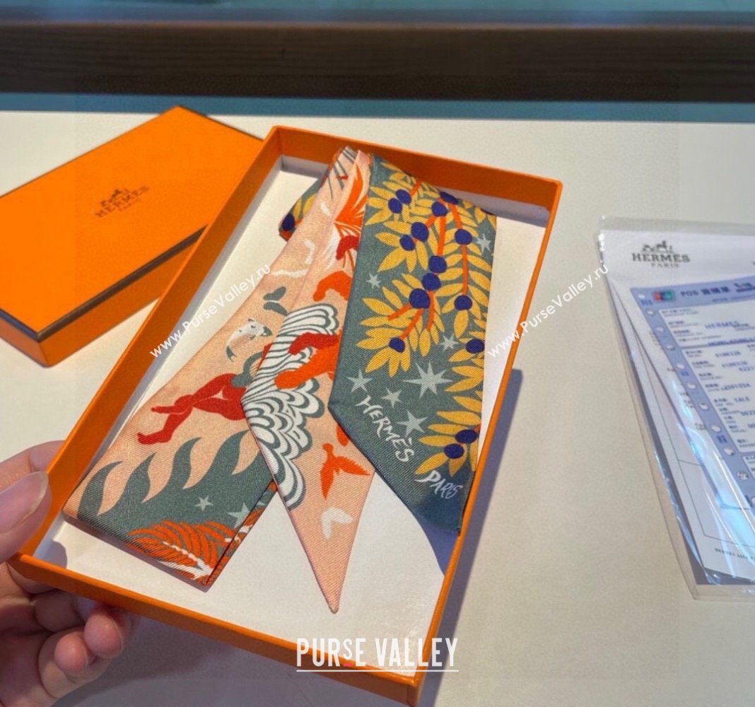 Hermes Silk Bandeau Scarf 5x86cm Green 2024 040802 (A-240408022)