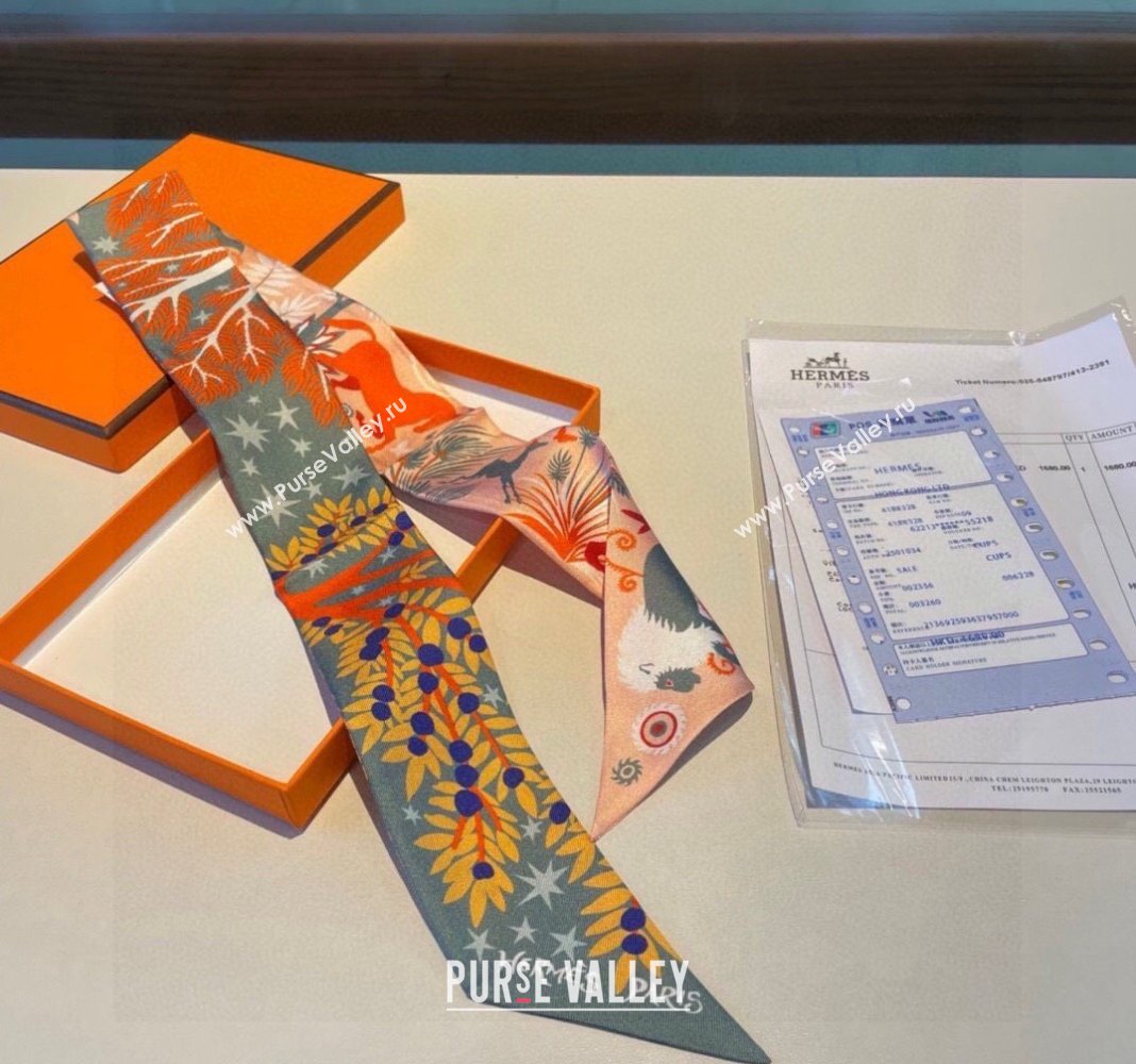 Hermes Silk Bandeau Scarf 5x86cm Green 2024 040802 (A-240408022)