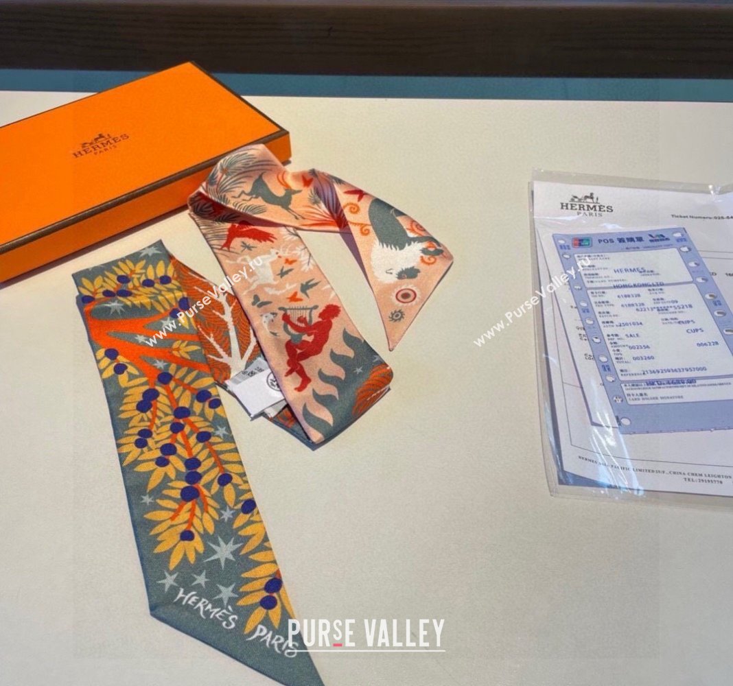 Hermes Silk Bandeau Scarf 5x86cm Green 2024 040802 (A-240408022)