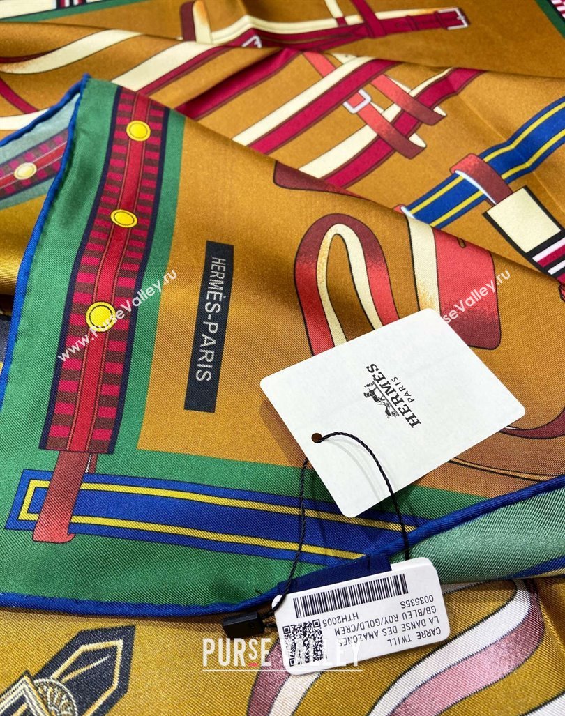 Hermes Lettres Equestre Sqaure Scarf 90x90cm Gold 2024 (A-240407004)