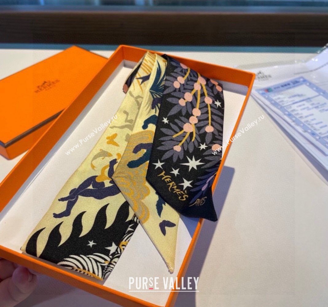 Hermes Silk Bandeau Scarf 5x86cm Black 2024 040802 (A-240408023)