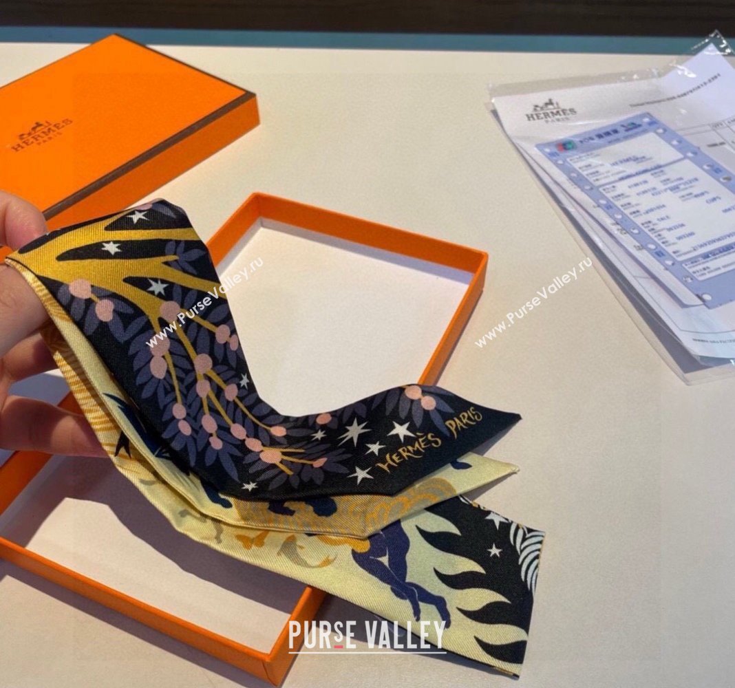 Hermes Silk Bandeau Scarf 5x86cm Black 2024 040802 (A-240408023)