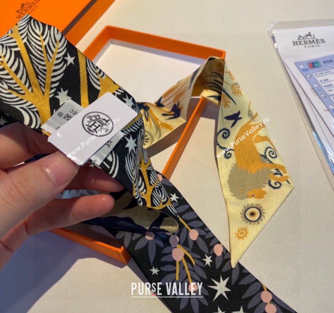 Hermes Silk Bandeau Scarf 5x86cm Black 2024 040802 (A-240408023)