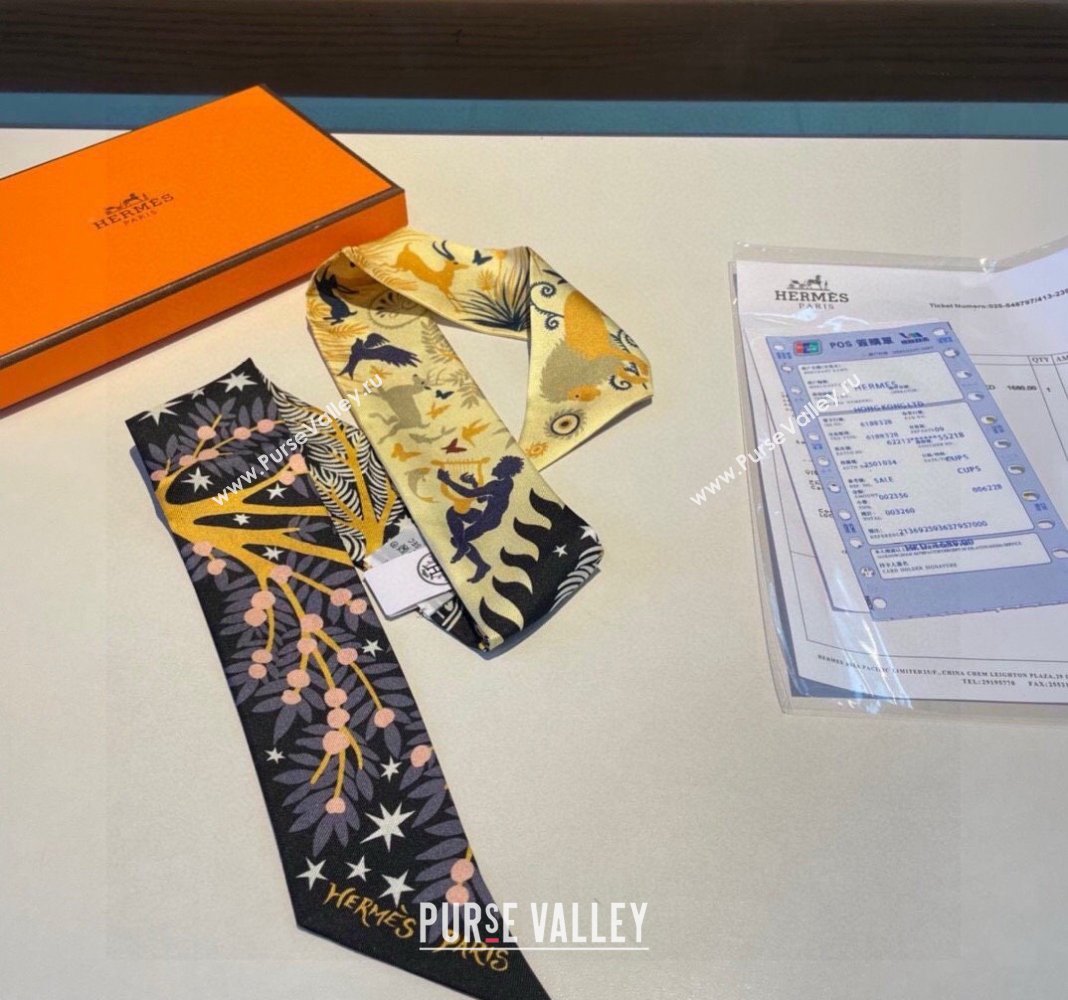 Hermes Silk Bandeau Scarf 5x86cm Black 2024 040802 (A-240408023)