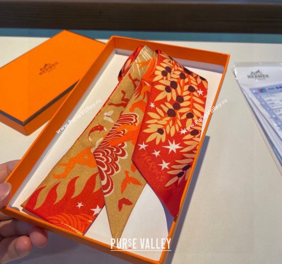Hermes Silk Bandeau Scarf 5x86cm Orange 2024 040802 (A-240408025)