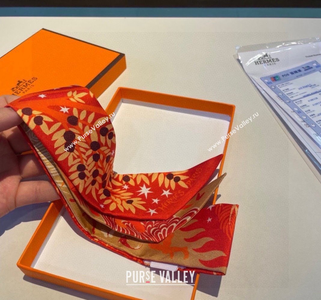 Hermes Silk Bandeau Scarf 5x86cm Orange 2024 040802 (A-240408025)