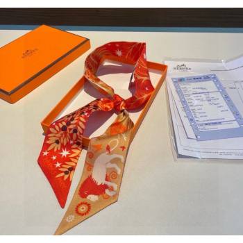 Hermes Silk Bandeau Scarf 5x86cm Orange 2024 040802 (A-240408025)