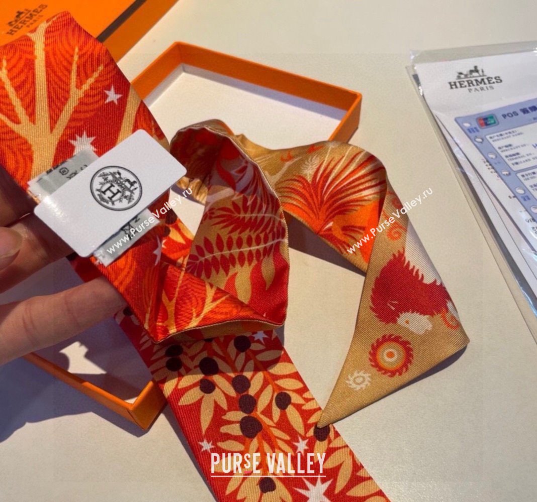 Hermes Silk Bandeau Scarf 5x86cm Orange 2024 040802 (A-240408025)