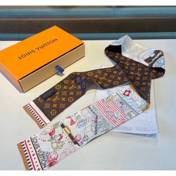 Louis Vuitton Vivienne World Silk Bandeau Scarf 8x120cm 2024 (A-240408026)