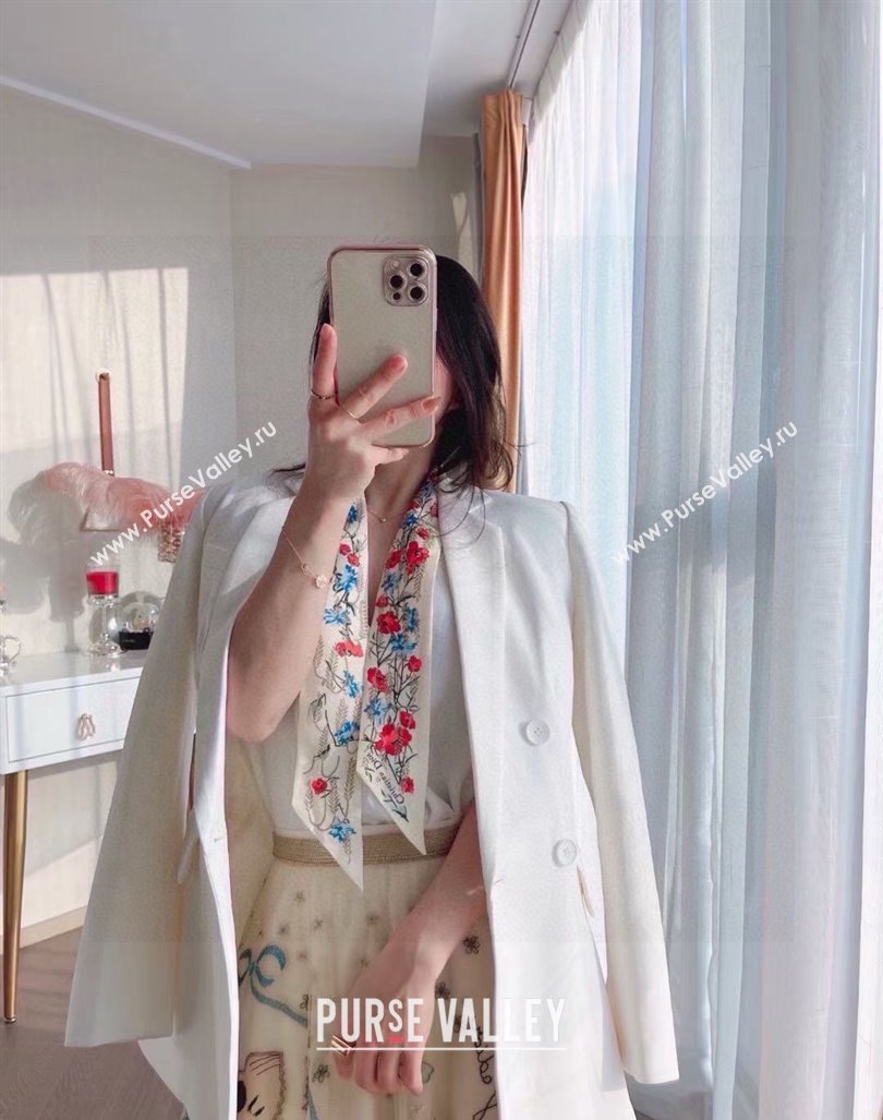 Dior Silk Bandeau Scarf White 2024 040801 (A-240408028)